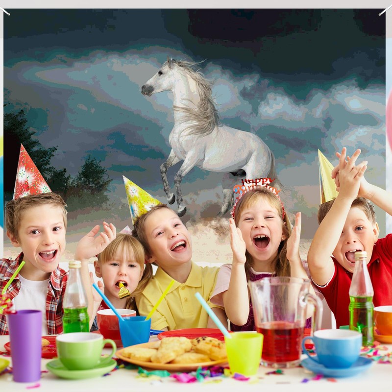White Horse Birthday Party Banner White Horse Themed the Dust
