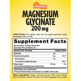 Sundance Magnesium Glycinate Gummies | 200mg | 50 Vegan Gummies | Grape Flavor | Vegan, Non-GMO, and Gluten Free Supplement