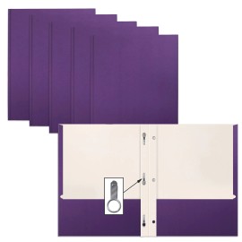 Better Office Products Purple Paper 2 Pocket Folders with Prongs, 50 Pack, Ma...