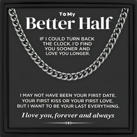 Gift For My Better Half Gift for Man Necklace Gift for Him Necklace for Man Cuban Chain Necklace Gift For Husband Gift for Boyfriend