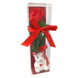 BANBERRY DESIGNS Red Rose with Teddy Bear Love and Romance Gift Set for a Loved One Birthday Anniversary Christmas Valentine 8 3/4" H