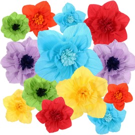 Cholemy 36 Pcs Tissue Paper Flowers, Fiesta Crepe Paper Flowers Decorations for Wedding Party Baby Shower Bridal Nursery Wall Decor(Bright Color)