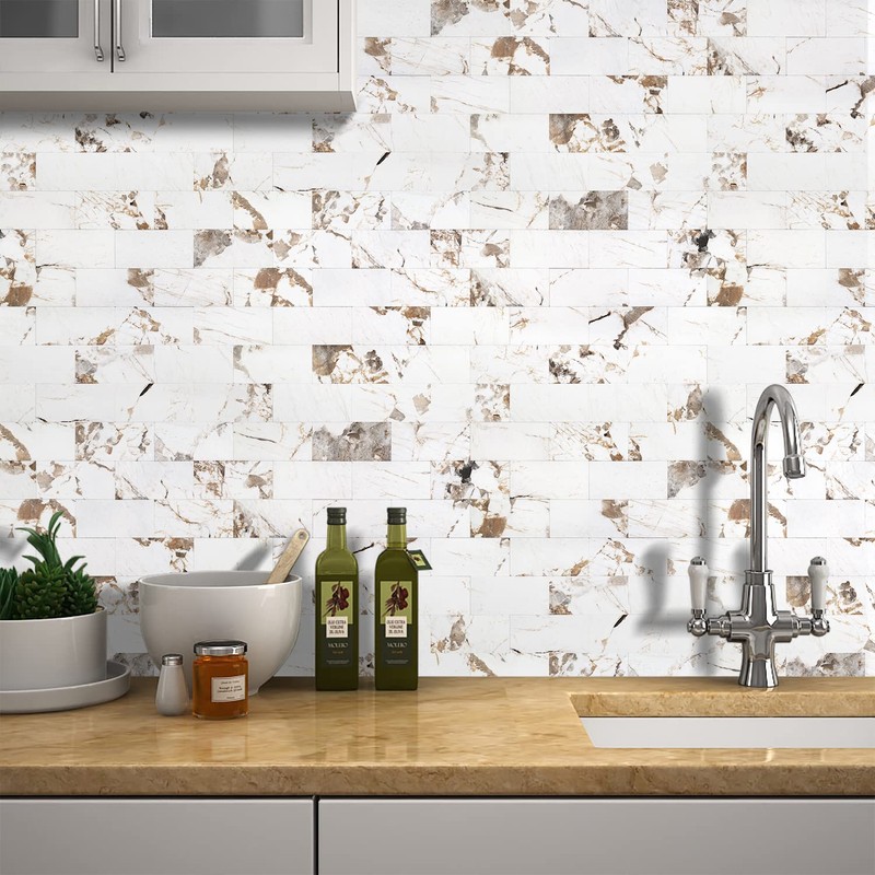 STICKGOO 10 Sheets Peel and Stick Backsplash, Aluminum Composite 3D