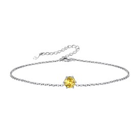 Women's Anklet, Popular, 925 Silver, Simple, Zirconia, One Earthstone, Accessory