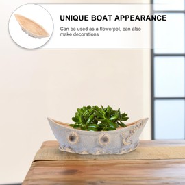 HEALLILY Succulent Planter Ceramic Plant Pot Nautical Boat on Ocean Wave Flower Pot Garden Flowerpot Decorative Bonsai Container Craft for Indoor Outdoor Farmhouse Decor Random Color