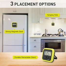 LAPOOH Kitchen Timer Digital Stopwatch with Loud Alarm Large LCD Count up or Countdown Timer for Cooking Shower Bathroom Kids Classroom