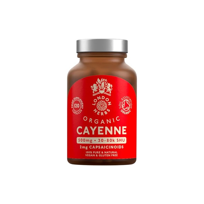 Organic Cayenne Pepper Capsules 500mg | 2mg Capsaicinoids Including Capsaicin