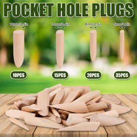 80pcs Wood Pocket Hole Plugs, 4 Sizes Assorted Wood Plugs Screw Pocket-Hole Plugs Wooden Dowel Pins for Handicraft Furniture Repair Fixation Jig Tool