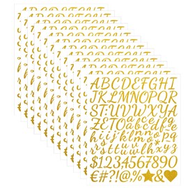 1152Pcs 12 Sheets Self Adhesive Glitter Alphabet Letter Stickers Small Alphabet Number Vinyl Letters Stickers for Scrapbooking DIY Crafts Graduation Cap Notebook Classroom Decor (Gold)