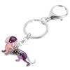 BONSNY Enamel Metal Heart Rhinestone Dachshund Dog Key Chains For