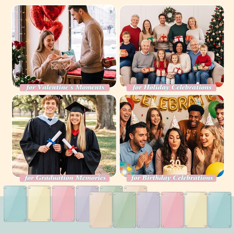 12 Pack Pastel Magnetic Picture Frames Acrylic Fridge Magnetic Frame