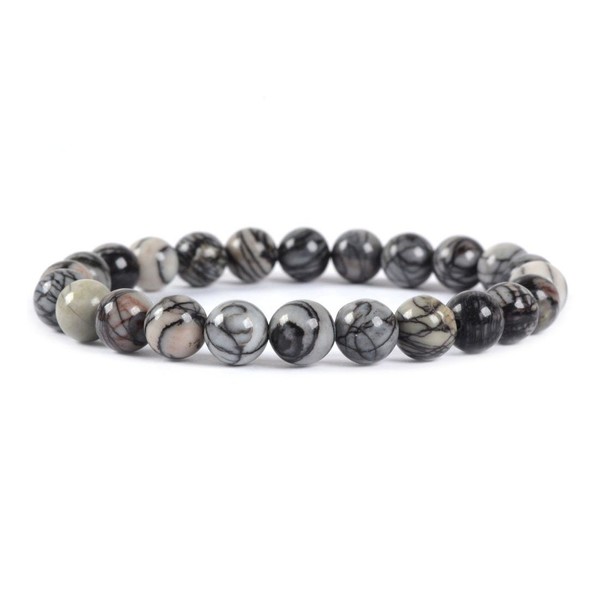Natural Picasso Jasper Gemstone 8mm Round Beads Stretch Bracelet 7
