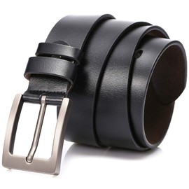 Dovava Mens Leather Belt Anti-scratched Buckle Soft Genuine Belts for Casual Jeans Dress (Black 2003, 125CM (38"-42")