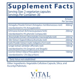 Vital Nutrients - Immune Support - Herbal Support for The Immune System - 60 Vegetarian Capsules per Bottle