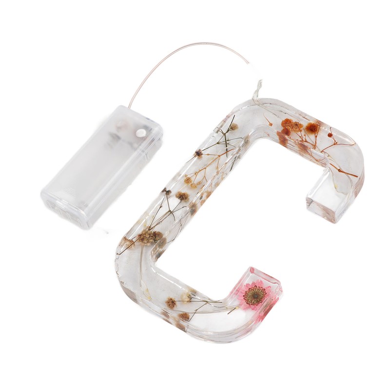 Floral Resin Letter Light Dry Flower and Alphabet Shape LED