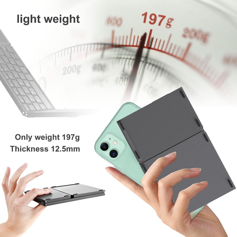 ROCK&ROWN Foldable Bluetooth Keyboard, Pocket Size Portable Wireless Keyboard with