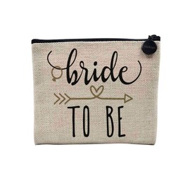 Tasche aus Leinen – Bride to be Future Braut Hochzeit Verlobte – Kosmetiktasche aus Leinen Optik – Geldbörse – 15 x 10 cm, leinen, 15 x 10 cm, Kosmetiktasche
