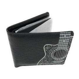 Shag Wear Guitar Head Billfold Wallet for Men and Teen Boys Vegan Faux Leather Black, Guitar Head, M, Modern