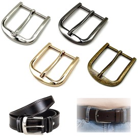 Niuhong 4 Pieces 38 mm Belt Buckle, Square Single Prong Replacement Buckle, Interchangeable Belt, Belt Clasp, Men's Metal Belt Accessories, Classic Vintage, 4 Colours, DIY Belt Leather Case, 4 Colours
