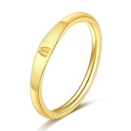 ZOERAY Gold Initial Rings for Women 14K Gold Plated Cute Stackable Letter Ring for Women Dainty Thin Capital Alphabet Pinky knuckle Stacking Rings Initial jewelry Gifts Size 6-10