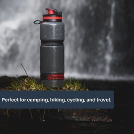 WATER TO GO Active BPA-free reusable water purifier sports bottle with leakproof filter - perfect for travel, camping, hiking, biking, cycling and survival in emergencies (60CL, BLACK)