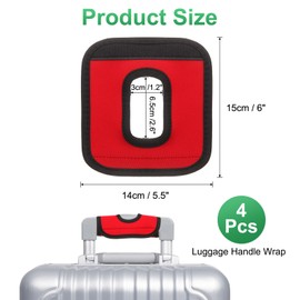 QUARKZMAN Luggage Handle Wrap, 4 Pieces Hollow Neoprene Handbag Handle Cover Protector Luggage Identifiers Suitcase Handle Wraps for Luggage Suitcase Travel Bags, Red/Purple