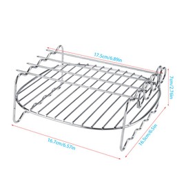 Air Fryer Double Layer Rack, Kitchen Accessory Replacement BBQ Rack Double Layer Skewers Baking Tray for Air Fryer
