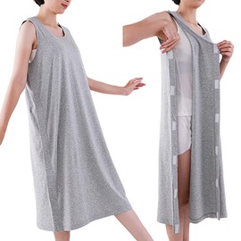 Siomlana Women Summer Tear Away Long Vest,Post Surgery Magic Stickers Shirts,Paralyzed Bedridden Patient Clothing,Post-op Care Shirt for Fracture Surgery Patients