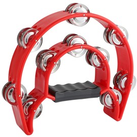 Tambourine, Tambourine Percussion, Hand Drum, Tambourine Drum, Drum Tambourine, Clamp Ring with Handle, Music Percussion Instrument, Double Row Bell Ring in Crescent Shape Frame