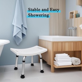 Shower Chair for Inside Shower, Bath Chair with 6 Height Adjustable, Bathroom Shower Bench, Shower Seats for Adults, Seniors, Elderly and Disabled, Shower Stool for Inside Shower