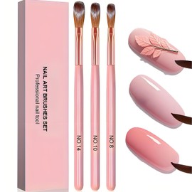 3 PCS Professional Acrylic Nail Brush Set for Acrylic Powder, Gel & Nail Art - Includes French Manicure Brush, Detail Brushes | Perfect Christmas Gift for Women & Nail Technicians