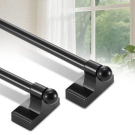 2 Pack Magnetic Curtain Rods for Metal Door 16 to 28 Inch, 1/2" Multi-use Adjustable Appliance Magnetic Rod for Window Frames, Cabinets, Refrigerators, Dishwashers