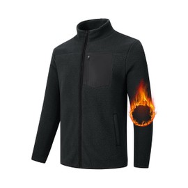 MoFiz Men's Jacket Full-Zip Polar Fleece Jacket Lighweight Warm Casual Coats Hiking Outdoor for Fall Winter (Dark Grey,X-Large)