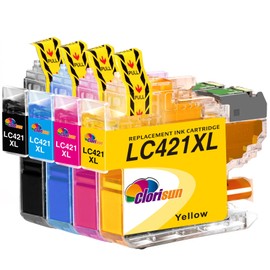Clorisun LC421XL LC 421XL Printer Cartridges Compatible with Brother LC421 LC421XL LC-421VAL for Brother DCP-J1050DW DCP-J1140DW MFC-J1010DW Cartridges (LC421XL Black, Cyan, Magenta, Yellow, Pack of