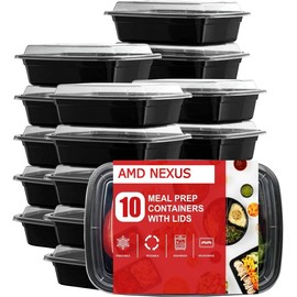 AMD Nexus [50 Pack, 28oz] 1 Compartment Plastic Meal Prep Containers - Reusable BPA Free Food Containers with Airtight Lids - Microwavable, Freezer and Dishwasher Safe