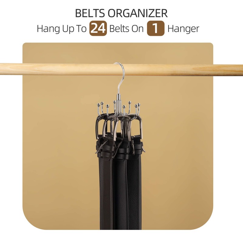 ZEDODIER Belt Hanger, Rotatable Belt Rack Closet Accessories Organizer, Maximum