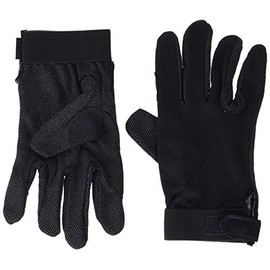 HKM 9100 Adult Riding Gloves Soft with Elastic Insert, 9100 Black, S