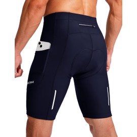 Bikewa pantalones cortos para hombres 3D acolchados para ciclismo en carretera, bicicleta de montaña, ciclista, bicicleta, UPF 50+, bolsillos con cremallera
