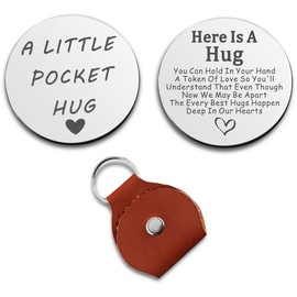 JAmuruwt Thinking of You Encouragement Long Distance Relationship Gifts for Friends Coworkers Daughter Someone Moving Away Metal Double Sided Pocket Hug Token for Graduation Birthday Christmas