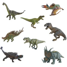 Animal Quest: Dinosaur Series - Prehistoric Adventure - 8 Piece Set, Toy Figurine Collection, 2.75-4.75" Realistic Miniatures, Play & Display, Kids 3+