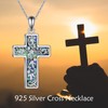 YFN Cross Necklace for Women Men Sterling Silver Abalone Flower