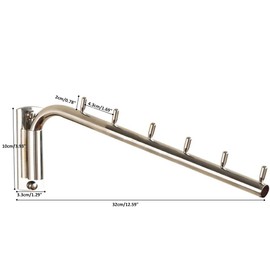 Da Jia Stainless Steel 12.6inch Wall-Mounted Brushed Rotating Clothes Hanger Drying Rack with Swing Arm Holder for Home Closet Storage(A 6 Hooks)