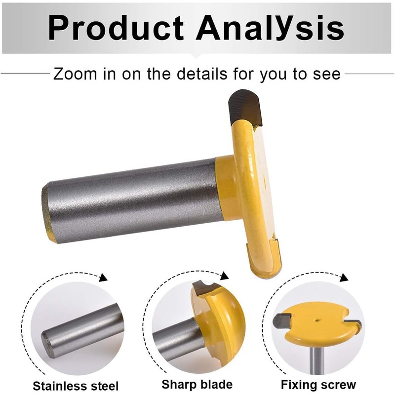 HOHXEN 2pcs/Set Router Bit 1/2" Shank 1-1/2" Diameter Canoe Flute