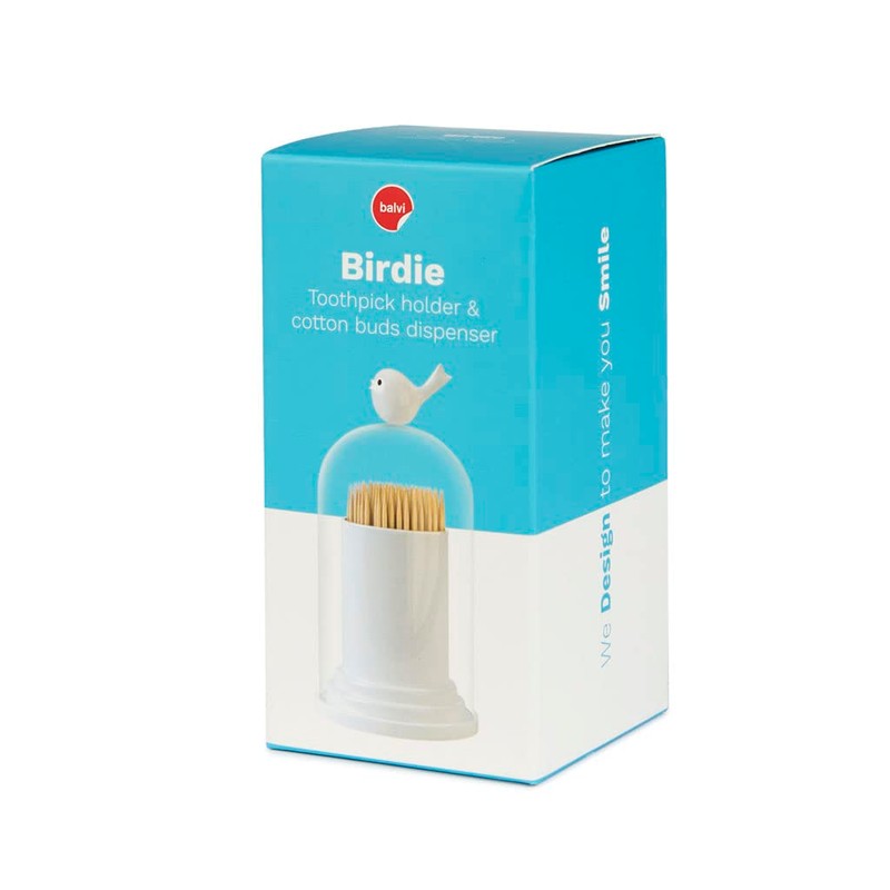 balvi - Birdie Toothpick Container and Cotton Bud Dispenser with
