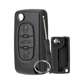 Car Key Shell Replacement 3 Buttons for Peugeot Citroen Flip Key Shell with Screwdriver and Key Ring HU83 Blades CE0523