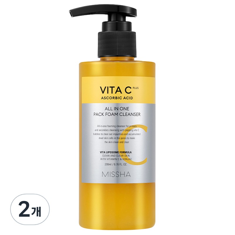 Partner_Reference 미샤 비타씨플러스 올인원 팩 폼 클렌저 200ml 2개 /