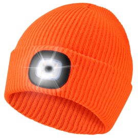 Etsfmoa Unisex Hat with Light,Winter Knitted Lighted Beanie for Men and Women,Rechargeable LED Cap