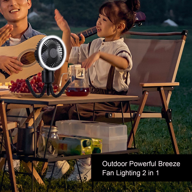 Portable Stroller Fan Handheld LED Night Night USB Rechargeable Multi