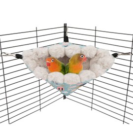 Wontee Bird Nest House Winter Warm Hanging Hammock Bird Bed Snuggle Hut for Parakeets Budgies Caique Conures Cockatiels (Medium, Blue)