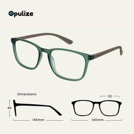 OPULIZE Max Classic Reading glasses for Women Men,Scratch Resistant Large Rectangular frame with Spring Hinges, Green +3 (Pack of 1)